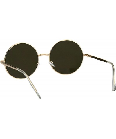 Round Circle Metal Frame Sunglasses Womens Fashion Mirror Lens UV 400 Gold (Orange Mirror) $9.25 Round