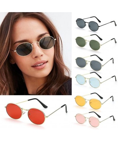 UV400 Oval Sunglasses Small Frame Frame Retro Festival Gradient Mirror Glasses for Daily Wear Gold Silver (Frame Color : Othe...