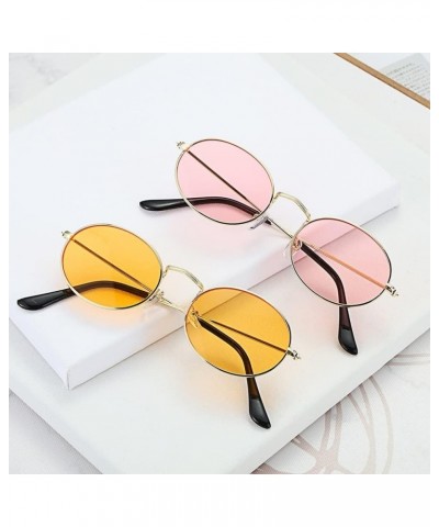 UV400 Oval Sunglasses Small Frame Frame Retro Festival Gradient Mirror Glasses for Daily Wear Gold Silver (Frame Color : Othe...