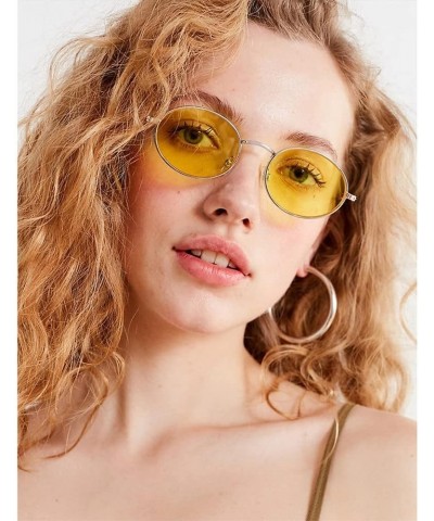 UV400 Oval Sunglasses Small Frame Frame Retro Festival Gradient Mirror Glasses for Daily Wear Gold Silver (Frame Color : Othe...