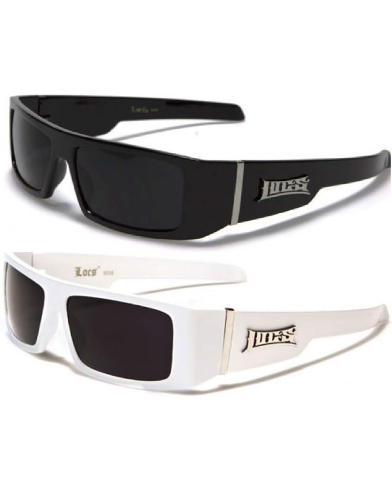 Gangsta Sunglasses Various Combos 58 Style 2 Pack White Plain and Black Plain $10.77 Designer