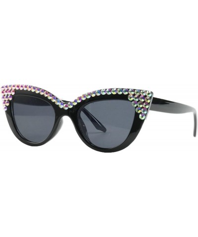 Cat Eye Diamond Sunglasses Fashion Bling Rhinestone Vintage Frame Women Men Sun Glasses UV400 Black2 $9.13 Cat Eye