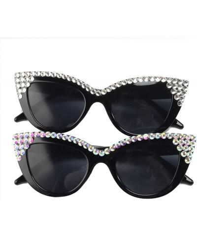 Cat Eye Diamond Sunglasses Fashion Bling Rhinestone Vintage Frame Women Men Sun Glasses UV400 Black2 $9.13 Cat Eye