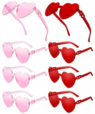 8PCS Heart Sunglasses for Women Rimless Heart Glasses Heart Shaped Glasses for Bachelorette Birthday Party Favor 2-8pc Pink R...