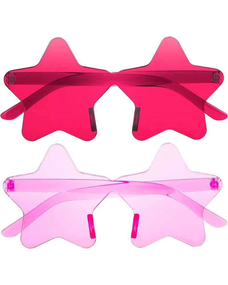 2 Pair Star Shaped Sunglasses Transparent Color Star Glasses Pentagram Glasses for Women Children Party Favor Rose,pink $5.19...