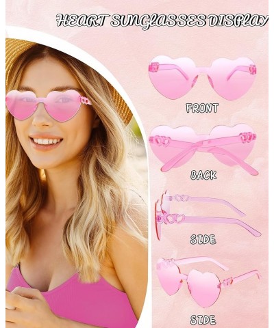 8PCS Heart Sunglasses for Women Rimless Heart Glasses Heart Shaped Glasses for Bachelorette Birthday Party Favor 2-8pc Pink R...