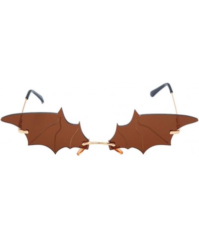 COTIA/2020 Small Cat Eye Women Sunglasses New Rimless Punk Sun Glasses Bat Shape Unique Eyeglasses Men UV400 Brown $10.83 Cat...