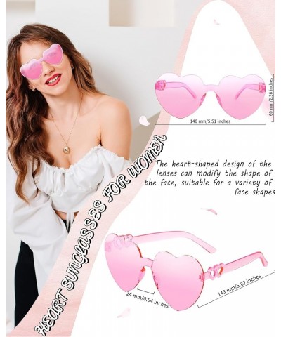 8PCS Heart Sunglasses for Women Rimless Heart Glasses Heart Shaped Glasses for Bachelorette Birthday Party Favor 2-8pc Pink R...