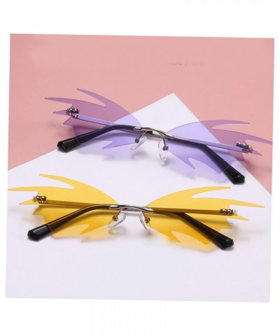 3pcs sunglasses wing shape eyewear bat wing glasses rimless flame glasses fire shaped glasses disco party eyeglasses fire fla...