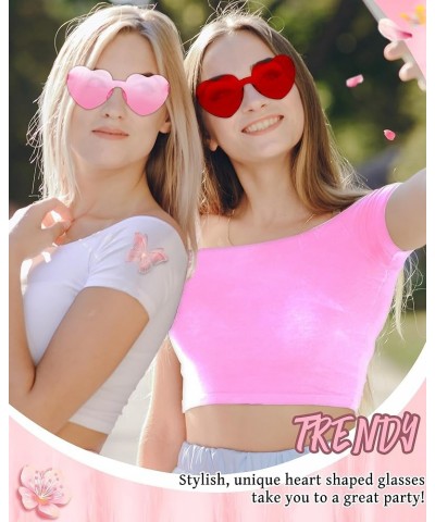 8PCS Heart Sunglasses for Women Rimless Heart Glasses Heart Shaped Glasses for Bachelorette Birthday Party Favor 2-8pc Pink R...