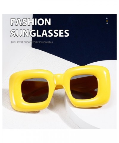 Retro Square Candy Color Sunglasses Women Shades Uv400 Fashion Men Red Yellow Unique Sun Glasses C4 $57.95 Sport