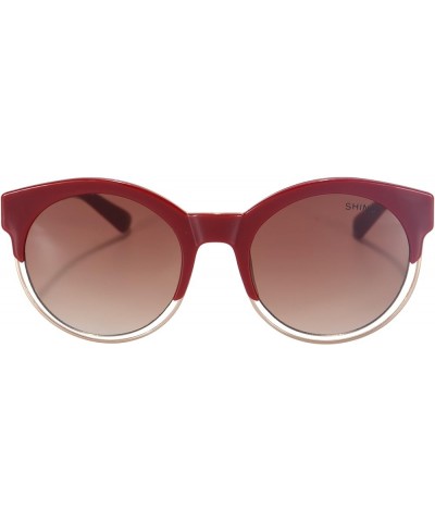 Women's Sunglasses Retro Round Frame Glasses for Women Fashion Sunglasses-SH71018 Red gradient brown $12.38 Round