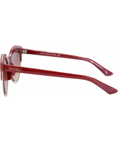 Women's Sunglasses Retro Round Frame Glasses for Women Fashion Sunglasses-SH71018 Red gradient brown $12.38 Round