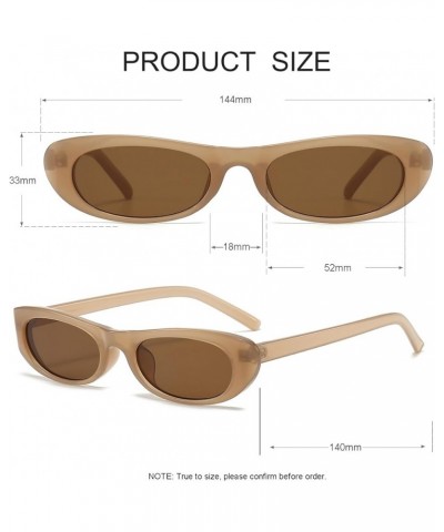 Flat Oval Sunglasses for Women Men 90s Retro Fashion Small Oblate Oval Lens Rectangle Frame New Sun Glasses Jelly Brown/Brown...