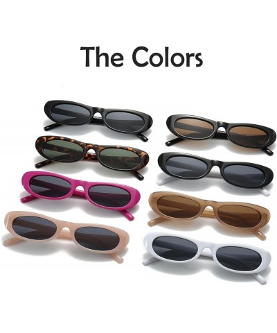 Flat Oval Sunglasses for Women Men 90s Retro Fashion Small Oblate Oval Lens Rectangle Frame New Sun Glasses Jelly Brown/Brown...