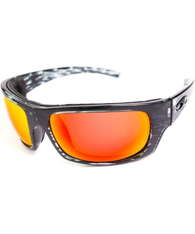 Stinger Mirror Lens Sunglasses with Liquid Black Frame Mirror Orange $55.98 Designer