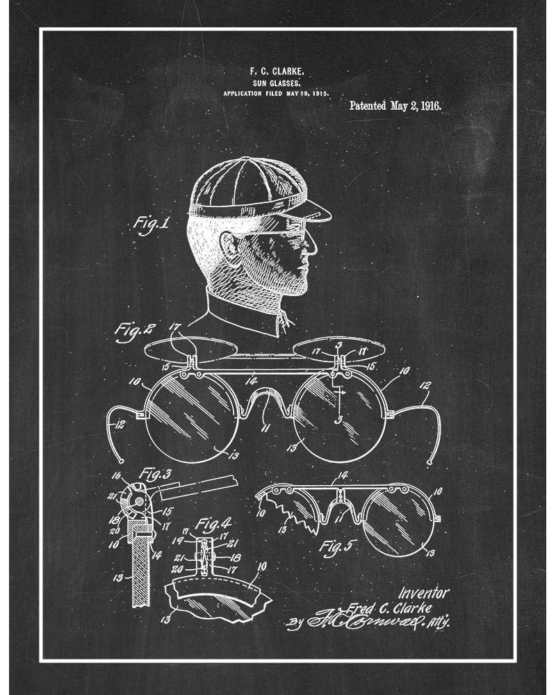 Sunglasses Patent Print Midnight Blue with Border (8.5" x 11") M15538 11" x 14" Chalkboard $11.94 Designer