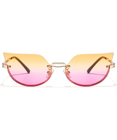 Fashion Cat Eye Sunglasses for Women Men Trendy Rimless Oval Pink Sun Glasses Ladies Vintage Shades Purple $10.48 Cat Eye