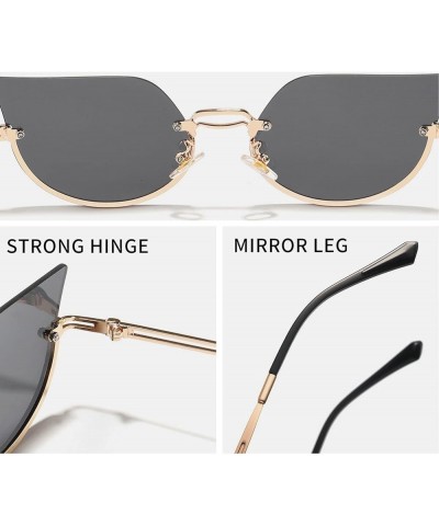 Fashion Cat Eye Sunglasses for Women Men Trendy Rimless Oval Pink Sun Glasses Ladies Vintage Shades Purple $10.48 Cat Eye