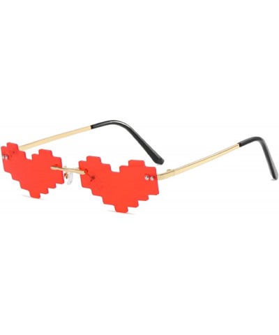 Novelty Mosaic Heart Shaped Sunglasses For Women Girls Trendy Rimless Sunglasses Ladies Funny Party rave Eyewear 3pcs-black&r...