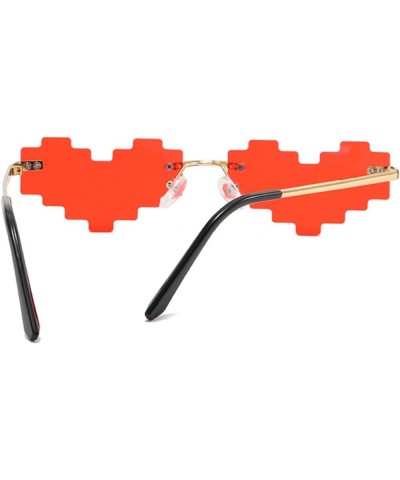 Novelty Mosaic Heart Shaped Sunglasses For Women Girls Trendy Rimless Sunglasses Ladies Funny Party rave Eyewear 3pcs-black&r...