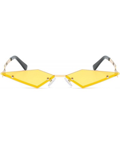 Rimless Lozenge Sunglasses for Women Men Fashion Polygon Sun Glasses Metal Frame Rave Party Halloween Eyeglasses Yellow $10.9...