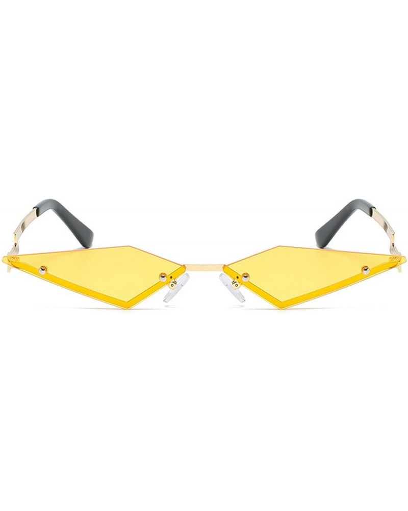 Rimless Lozenge Sunglasses for Women Men Fashion Polygon Sun Glasses Metal Frame Rave Party Halloween Eyeglasses Yellow $10.9...