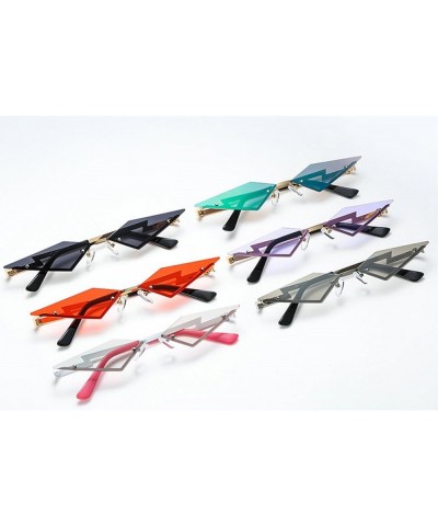 Rimless Lozenge Sunglasses for Women Men Fashion Polygon Sun Glasses Metal Frame Rave Party Halloween Eyeglasses Yellow $10.9...