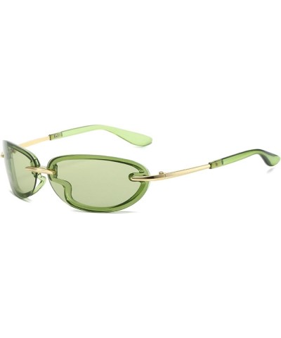 Retro Y2K Women Oval Sunglasses Fashion Rimless Candy Color Shades UV400 Men Cat Eye Outdoor Sports Mirror Goggles Green $10....