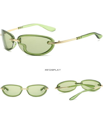 Retro Y2K Women Oval Sunglasses Fashion Rimless Candy Color Shades UV400 Men Cat Eye Outdoor Sports Mirror Goggles Green $10....