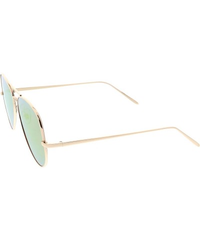 Classic Metal Double Nose Bridge Color Mirror Flat Lens Aviator Sunglasses 59mm Gold / Pink Mirror $9.43 Aviator