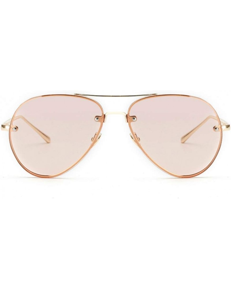 Oversized Aviator Sunglasses Vintage Retro Gold Metal Frame Colorful Lenses 62mm Pink $12.38 Rimless