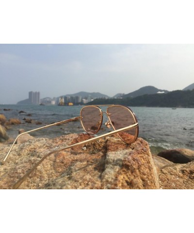 Oversized Aviator Sunglasses Vintage Retro Gold Metal Frame Colorful Lenses 62mm Pink $12.38 Rimless