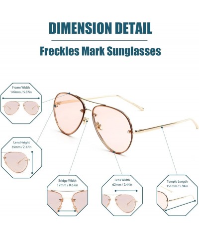 Oversized Aviator Sunglasses Vintage Retro Gold Metal Frame Colorful Lenses 62mm Pink $12.38 Rimless