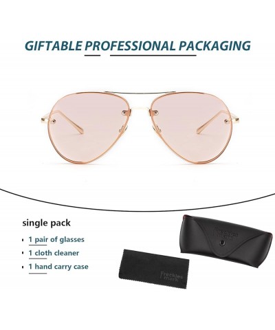 Oversized Aviator Sunglasses Vintage Retro Gold Metal Frame Colorful Lenses 62mm Pink $12.38 Rimless