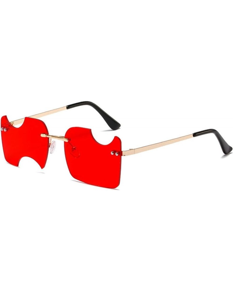 Unique Irregular Square Rimless Sunglasses Women Vintage Eyewear Frameless Punk Sun Glasses Men Red $9.60 Square