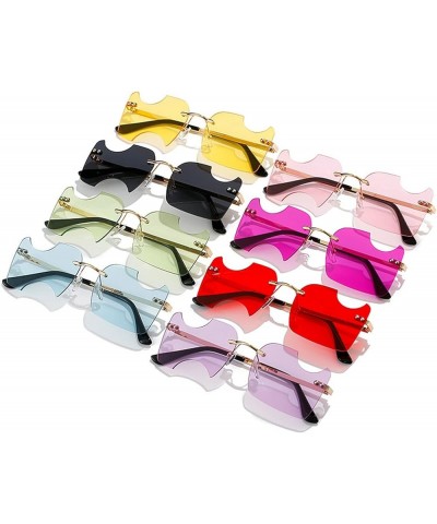 Unique Irregular Square Rimless Sunglasses Women Vintage Eyewear Frameless Punk Sun Glasses Men Red $9.60 Square