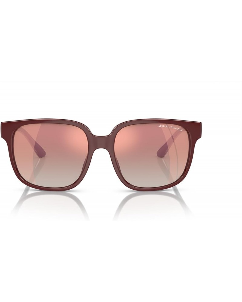 Women's Ax4136su Universal Fit Square Sunglasses Shiny Bordeaux/Gradient Pink Mirrored Pink $43.02 Square