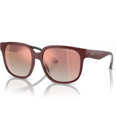 Women's Ax4136su Universal Fit Square Sunglasses Shiny Bordeaux/Gradient Pink Mirrored Pink $43.02 Square