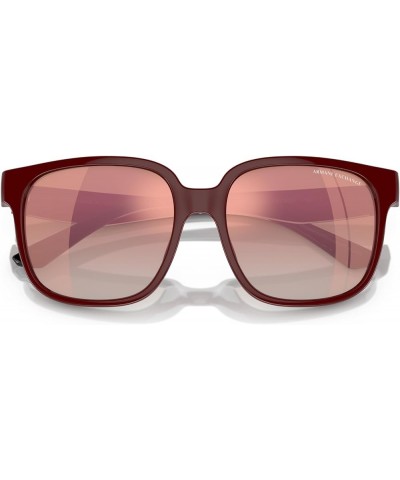 Women's Ax4136su Universal Fit Square Sunglasses Shiny Bordeaux/Gradient Pink Mirrored Pink $43.02 Square