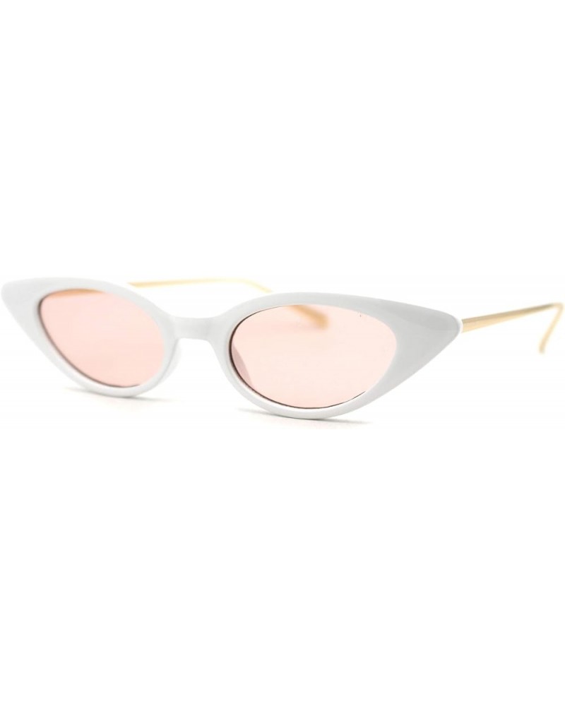 Womens Retro Gold Metal Arm Micro Cat Eye Indie Snug Sunglasses White Pink $10.05 Designer