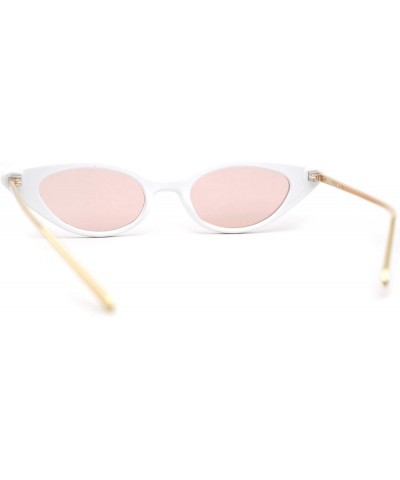 Womens Retro Gold Metal Arm Micro Cat Eye Indie Snug Sunglasses White Pink $10.05 Designer