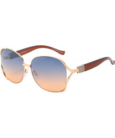 Piranha Coco Women's Large Gold & Brown Sunglasses with Peek-a-boo Frame $15.59 Round