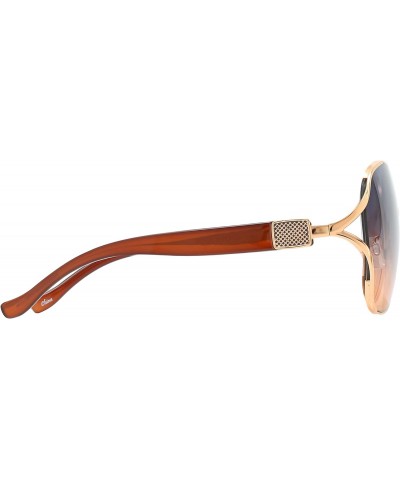 Piranha Coco Women's Large Gold & Brown Sunglasses with Peek-a-boo Frame $15.59 Round