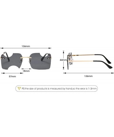 Unique Irregular Square Rimless Sunglasses Women Vintage Eyewear Frameless Punk Sun Glasses Men Red $9.60 Square