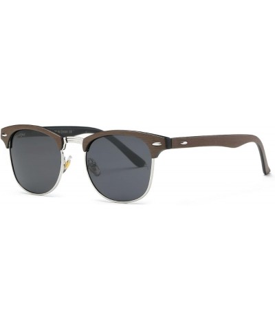 Polarized Sunglasses For Women And Men Semi Rimless Frame Retro Sun Glasses AE0369 Woodgrain&black $8.79 Rimless