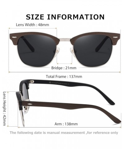 Polarized Sunglasses For Women And Men Semi Rimless Frame Retro Sun Glasses AE0369 Woodgrain&black $8.79 Rimless