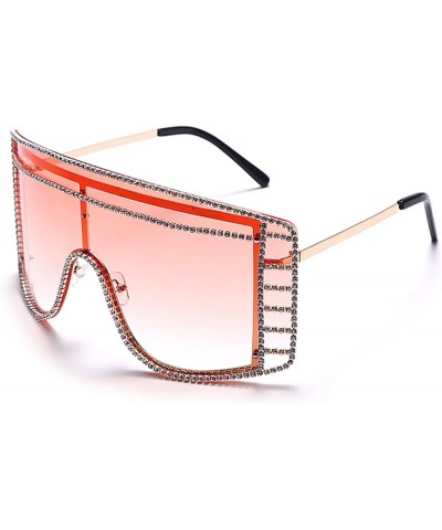 One Piece Oversized Sunglasses Women Diamond Gradient Shades Shiny Crystal Steampunk Eyewear Pink $11.05 Square