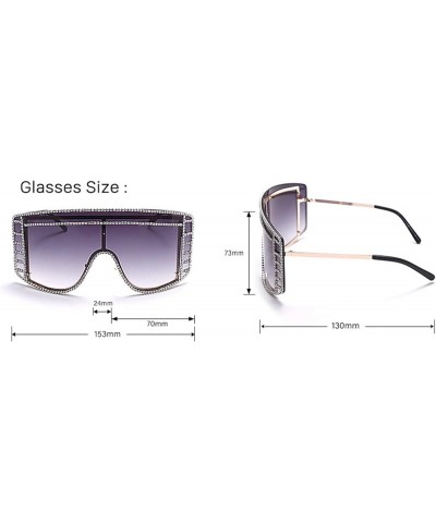 One Piece Oversized Sunglasses Women Diamond Gradient Shades Shiny Crystal Steampunk Eyewear Pink $11.05 Square