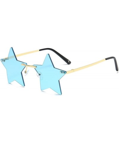 Rimless Star Sunglasses Pentagram Glasses for Valentine's Day St Patrick's Day Easter 4th of July Christmas Blue $7.10 Rimless